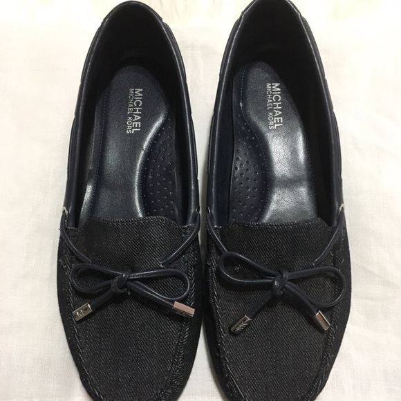 Michael Kors Dark Blue Denim Moccasins - Picture 1 of 8